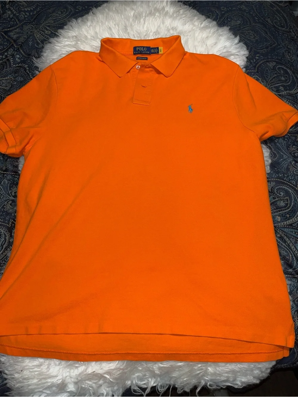Ralph Lauren Men’s Bright Orange Polo with Blue Pony